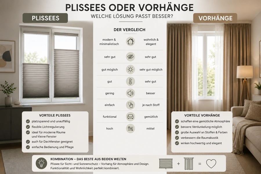 Plissees oder Vorhänge